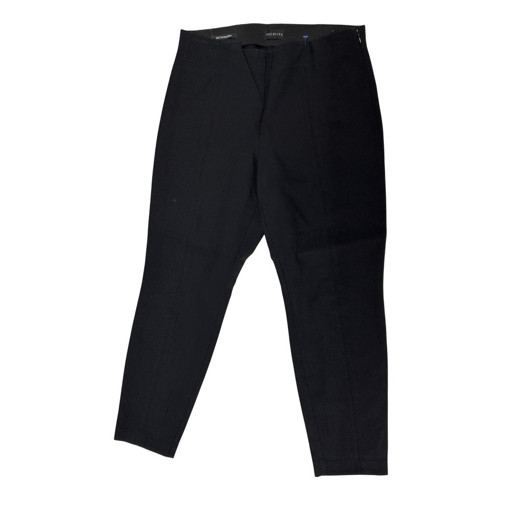 Talbots Portland Pant Womens 12P Black Pintuck Side Zip Tapered Leg Trousers